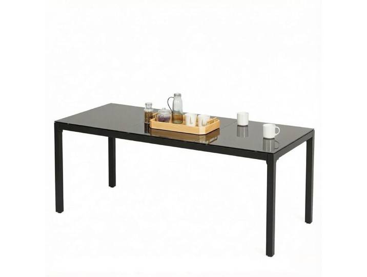 Table de jardin en aluminium et verre trempé noire