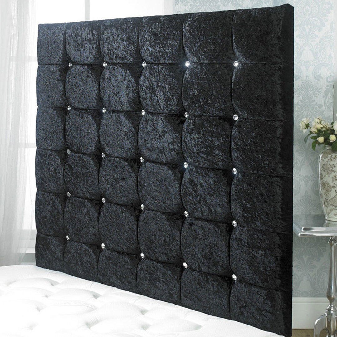 Rosdorf Park Shockley Upholstered Headboard Black/Crushed Velvet Fabric Single (3')