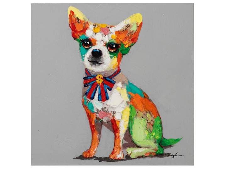 Gemälde Bunter Chihuahua mit Schleife image LAND