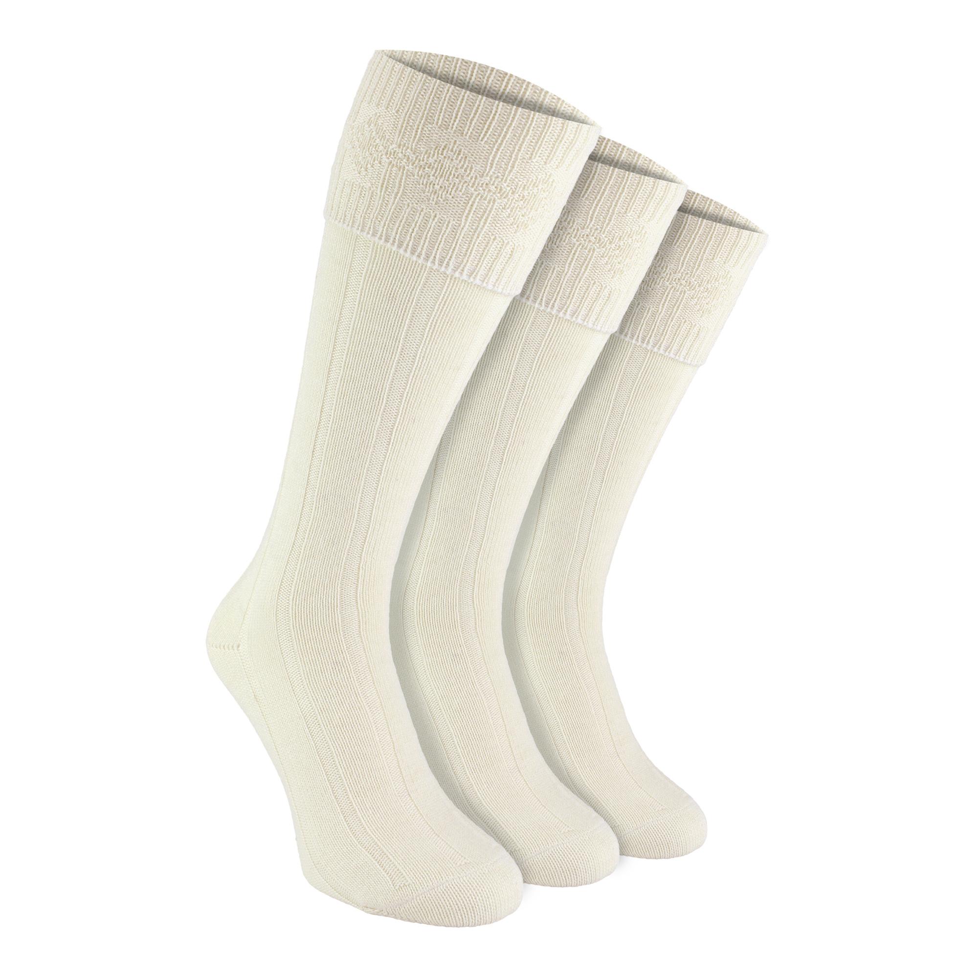 3-Pack Heren Wol Kilt Sokken | Hoge Ribgebreide Omgeslagen Manchette Warme Sokken