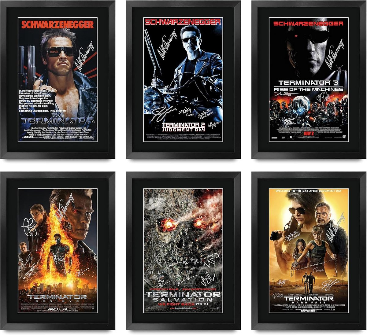 Ingelijste Terminator Collectie Gesigneerde Foto A3