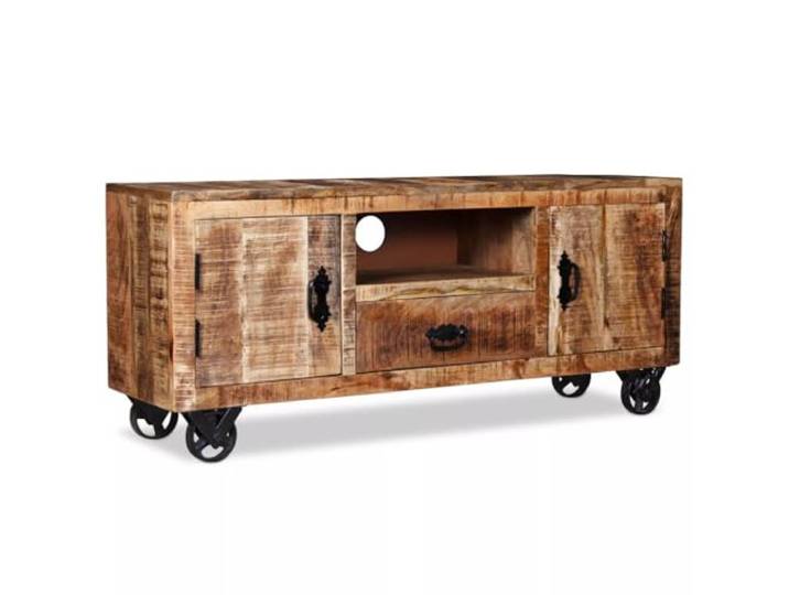 Helloshop26 TV-Bank TV Sideboard TV Sideboard Praktisches Design Mangoholz roh 120 cm 2502131