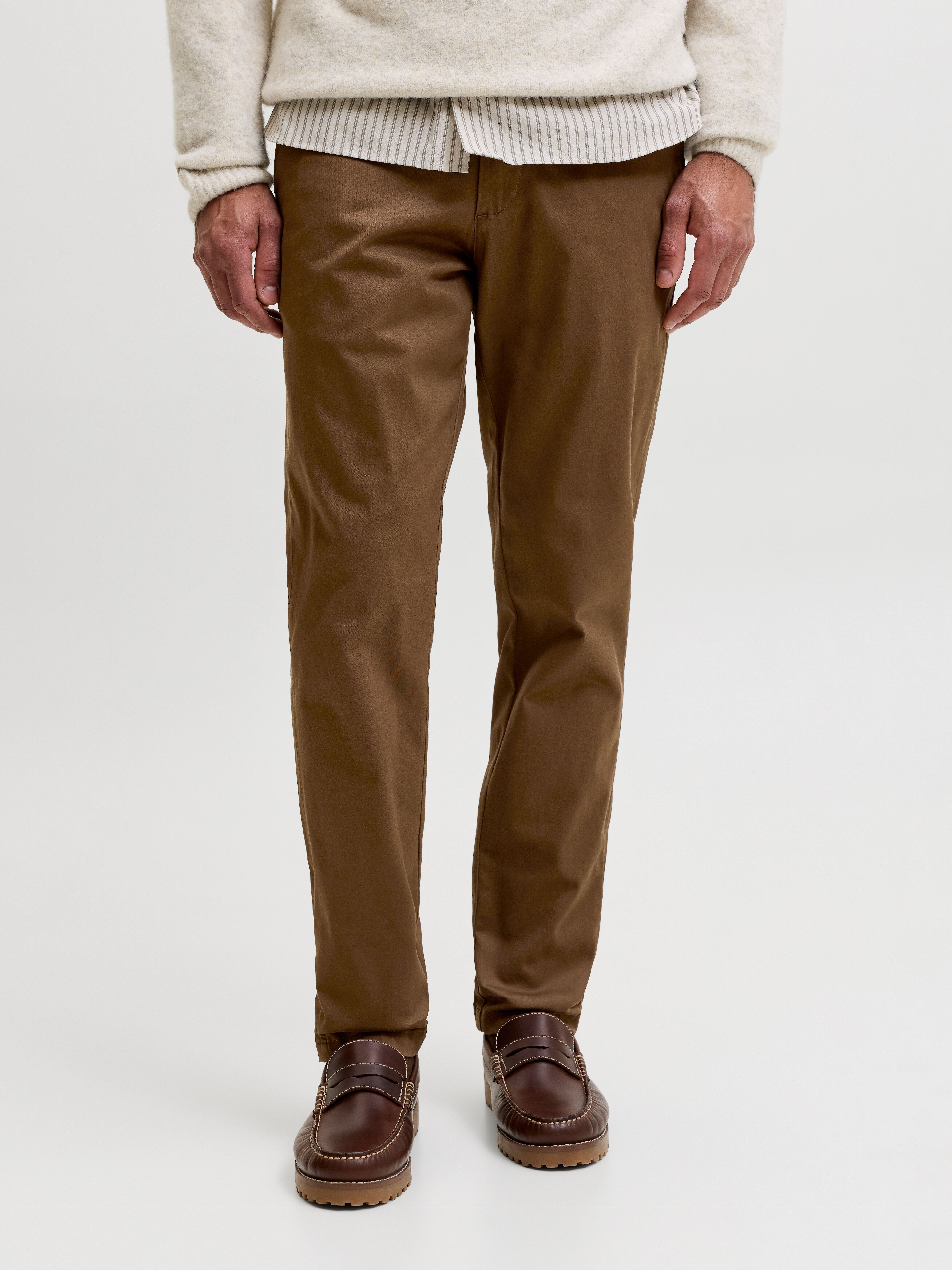 Jack & Jones "JJIMARCO mit Badge und hohem Tragekomfort" unifarben, modisch, slim fit, Baumwollmischung cocoa 30, Länge 32