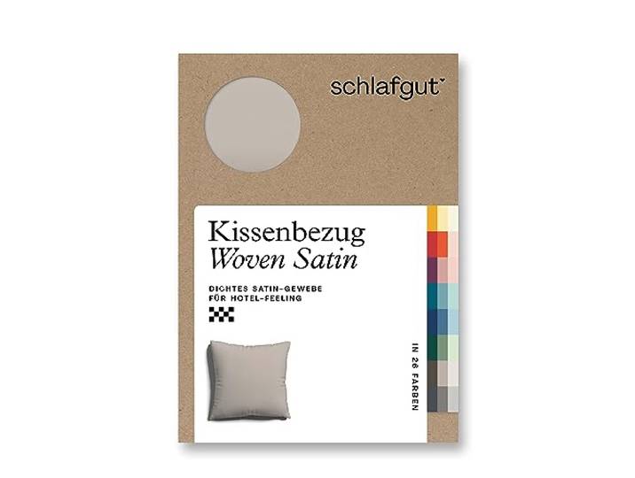 schlafgut Woven Satin Kissenbezug 40x40cm Sand Mid, Hotelqualität seidig