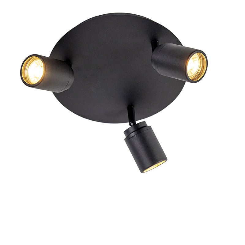Qazqa Smart badkamer spot zwart IP44 met 3 wifi GU10 led opbouwspot