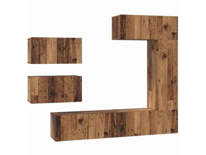 Kaorsrow 6-TLG TV-Schrank Set Wandmontiert Altholz Holzwerkstoff Flexibles 6-teiliges Lowboard Set aus robustem Holzwerkstoff für Wohnzimmer und Schlafzimmer mit verstellbaren Böden.