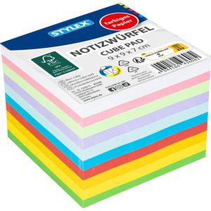 Stylex Zettelklotz 43608, geleimt, 700 Blatt, bunt, 9 x 9 cm