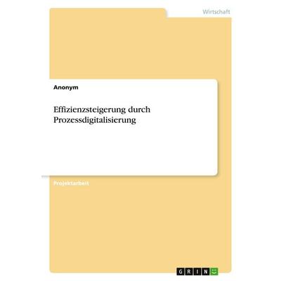 Effizienzsteigerung durch Prozessdigitalisierung, Taschenbuch von Anonymous, GRIN, 978-3-389-05121-4