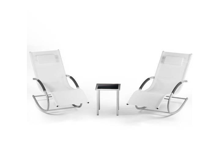 Ensemble de salon d'extérieur - LUNSY - 3 pièces - Blanc - Appuie-têtes confortables