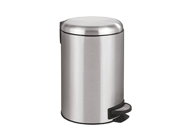 WENKO Poubelle à pédale Leman\, Fermeture système Easy Close\, Poubelle 12L\, Acier INOX\, 25x38x32cm