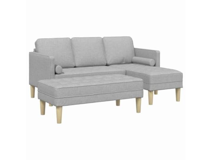 KUTYWEXFM 2-tlg Modulares Sofaset 5-Sitzer L-Form Wolkengrau Flexibles 2-teiliges Modulsofa mit Hocker für Wohnzimmer, atmungsaktiver Stoffbezug und stabiler Holzwerkstoff-Rahmen.