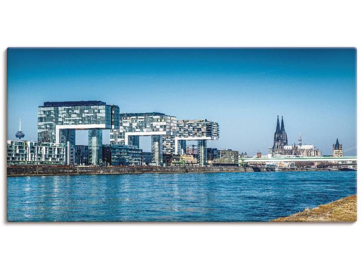Wandbild ARTLAND Köln Kranhäuser und Dom , blau (farbe bild(er): blau), B:150cm H:75cm, Bilder, Wandbild, als Alubild, Leinwandbild in verschied. Grössen