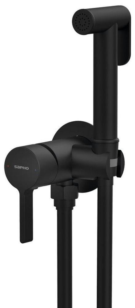 Sapho ICONIC inbouw-bidetkraan met douchestop, rond, mat zwart