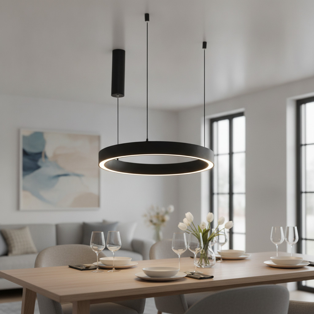Nova Luce Sting design hanglamp zwart ronde aluminium Ø 60 cm