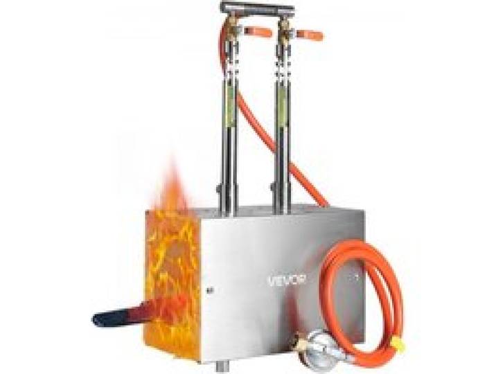 VEVOR Forge au Propane Portable, Four de Forge à Gaz avec 2 Brûleurs, 1427 °C, Forme Carrée, en Acier Inoxydable, pour Coutellerie, Bijouterie, Maréchalerie, Atelier, Travail du Métal, Usage Extérieur