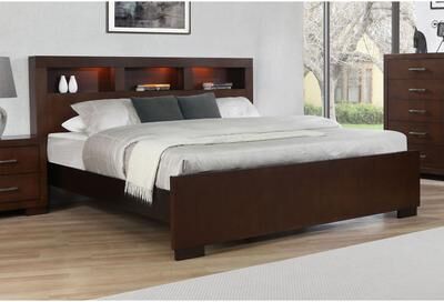 Coaster Jessica Wood LED Storage Bookcase Bed Cappuccino