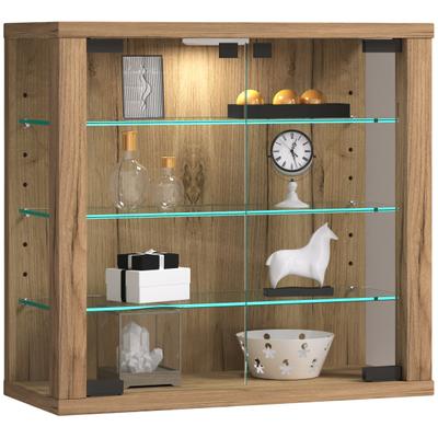Wandregal VCM "Wandvitrine Hängevitrine Glasvitrine Vitrosa S", braun (honig, eiche), B:43cm T:18cm, Regale, Wandregal