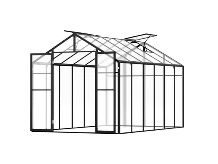 VEVOR Broeikas van polycarbonaat, 236 x 346 x 207 cm, broeikas voor buiten met 2 ventilatievensters, deur met scharnieren, broeikasset van aluminium voor tuin en achtertuin