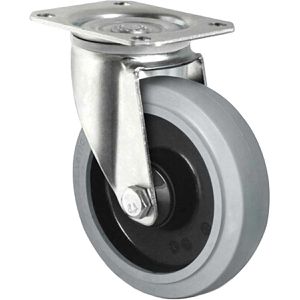CASCOO Schwerlastrolle Serie R4E2, Lenkrolle, 100mm Ø, Gummi, Tragkraft 200kg