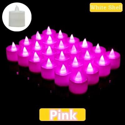 Uplifted Finds Colorful LED Flameless Candle Light Battery Operated Flickering Tea Light For Wedding Christmas Home Decor 50 pack (recommended) pink