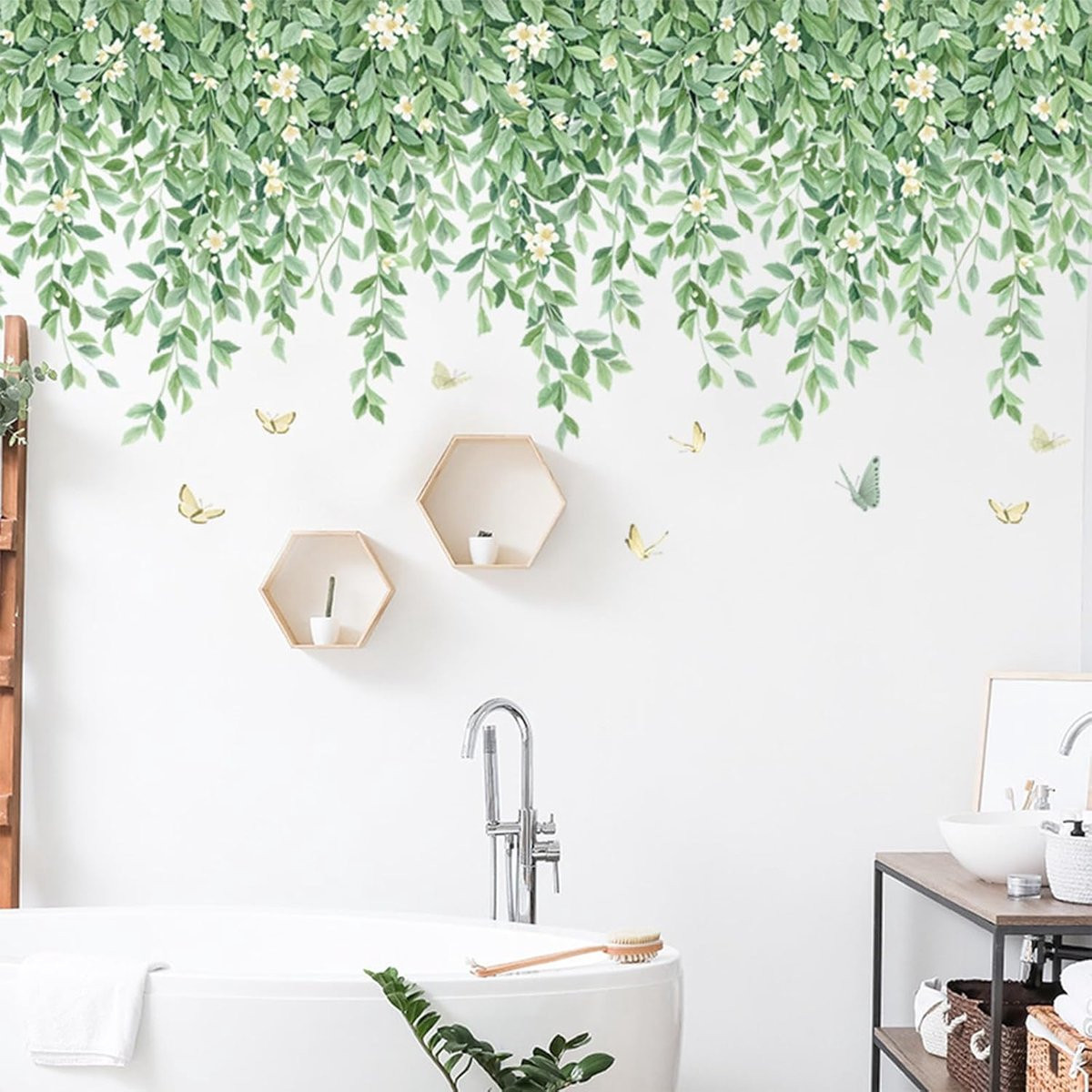 Dailygoods Muursticker Eucalyptus - Groen - Verwijderbare Woondecoratie