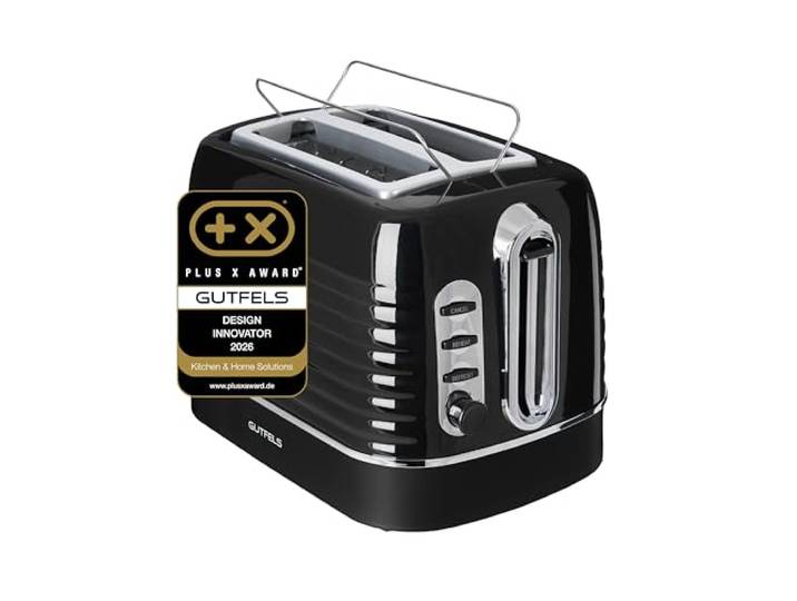 GUTFELS 2-Scheiben-Toaster TOAST 3300 C Integrierter Brötchenaufsatz Toast-Zentrierung Perfektes Toast-Ergebnis Krümelschublade Höhenlift 1050 Watt