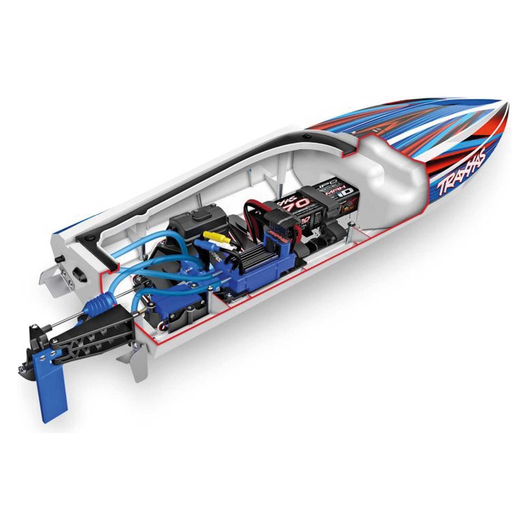 Traxxas DISRUPTOR blau 26 Zoll V-Rumpf Boot Selbstaufrichtung ohne Akku und Ladegerät (TRX106064-4-BLUE)