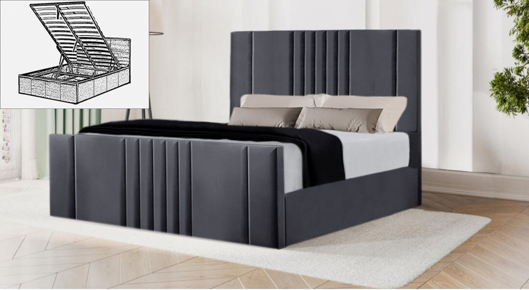 Ebern Designs Moherek Upholstered Storage Bed Steel Grey Single (3')