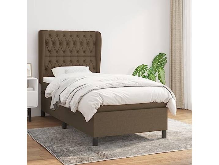 RJPLMFV Lattenrost mit Matratze, Dunkelbraun, 100 x 200 cm Verstellbarer Kopf, Taschenfedern, mittelharte Unterstützung, atmungsaktives Gewebe