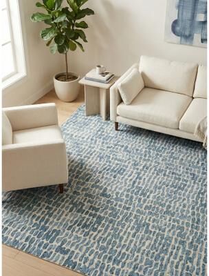 EXQUISITE RUGS Ink Blot Hand-tufted New Zealand Wool Navy Area Rug.