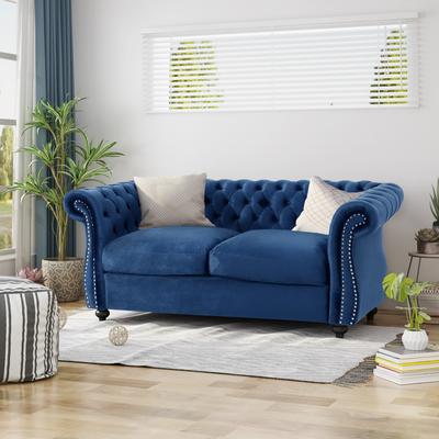 GREATPLANINC "61"" Tufted Living Room Loveseat, Upholstered 2-Seater Sofa with Rolled Arms"
