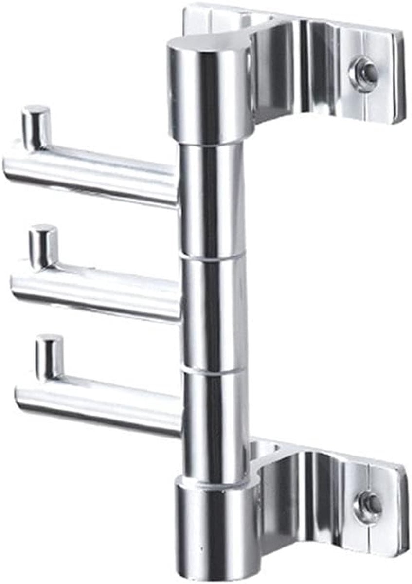 Opvouwbare Wandkapstok met 4 Flexibele Zwenkhaken - Zwarte Wandhaak Organizer voor Hal, Badkamer of Keuken