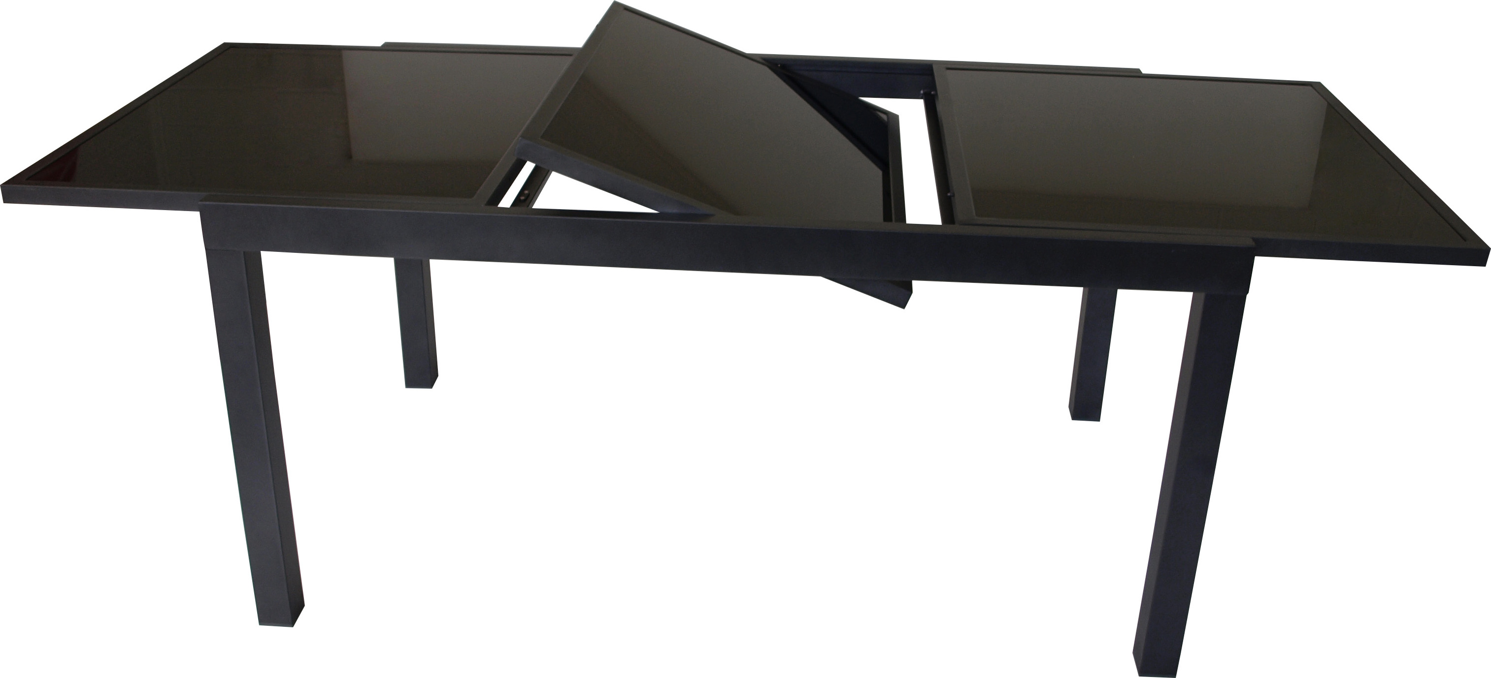 DEGAMO Gartentisch Esstisch Ausziehtisch TORINO 150/210x90cm, Aluminium + Glas schwarz