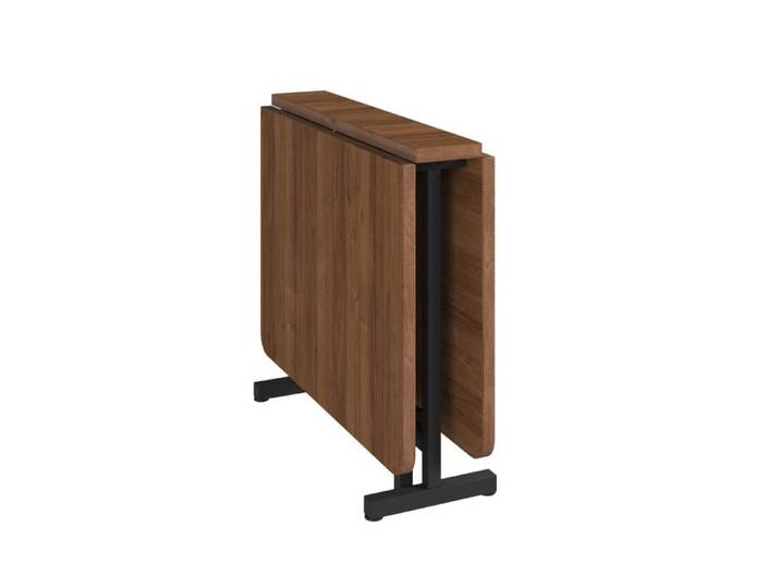 Table à manger extensible pliable 120 x 80 cm couleur noyer MDF gain de place