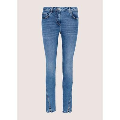 Regular-fit-Jeans MADELEINE "Jeans Skinnyjeans mit asymmetrischer Naht", Damen, Gr. 22, N + K Gr, blau, Obermaterial: 92% Baumwolle CO. 6% Polyester PES. 2% Elasthan EL., Modern, Jeans, Schlitz