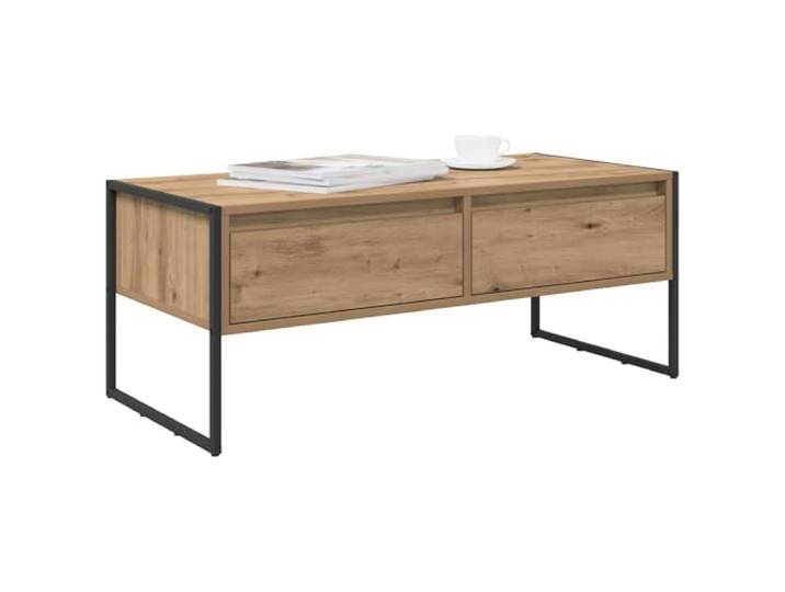 KTHLBRH Beistelltisch Eiche Handwerk 100 x 46 x 40 cm Mehrschichtholz, 2 Schubladen, Stahlbeine, Industrie-Stil, einfache Montage