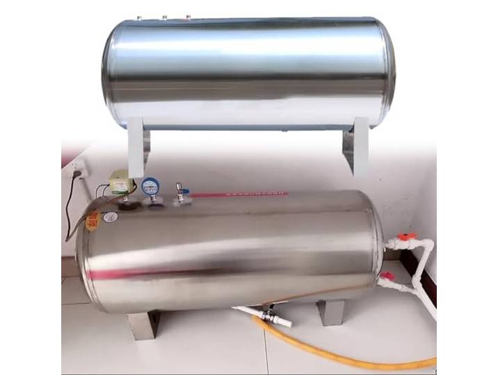 RENLXFI Druckbehälter Horizontaler Druckbehälter Für Brunnenpumpe, Edelstahl Wasserdruckspeichertanks Mit Armaturen, Innenhöfe, Treppenhäuser, Küchen(100L/26Gal-75x55cm/29.5x21.6in)