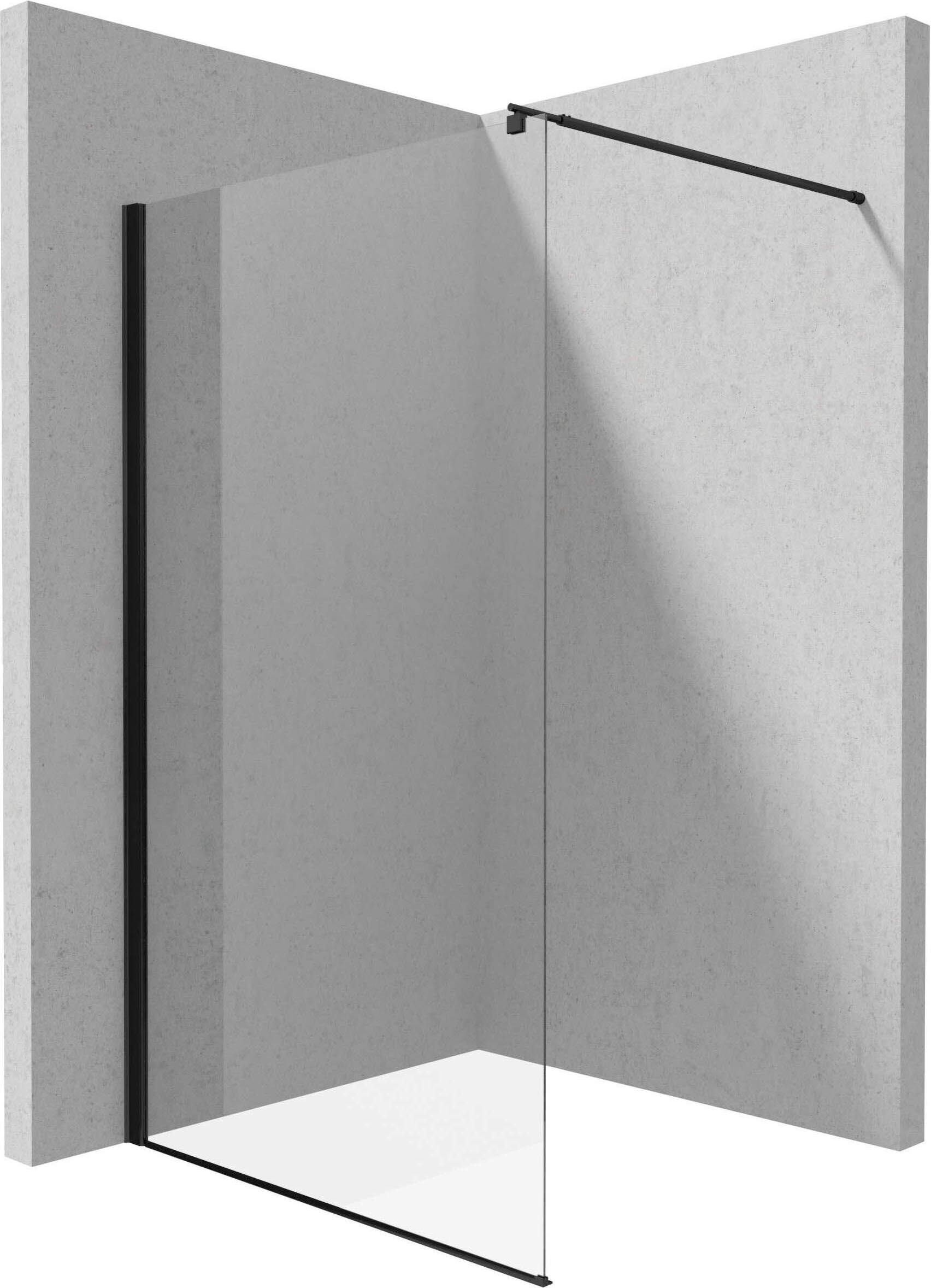 Kerria Plus Walk In Duschwand TOTALWeiß transparent Glas mit Beschichtung Nero 120 cm KTS_N32P