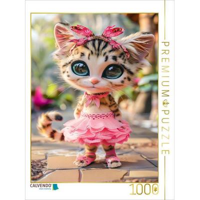 CALVENDO Puzzle Zauberhafte Katze im pinken Rock | 1000 Teile Lege-Größe 64x48cm Foto-Puzzle für glückliche Stunden