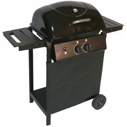 DELUKE Gasgrill CAMMI 2-flammig Schwarz Stahl Grillwagen Piezo Zündung 2 Ablagen