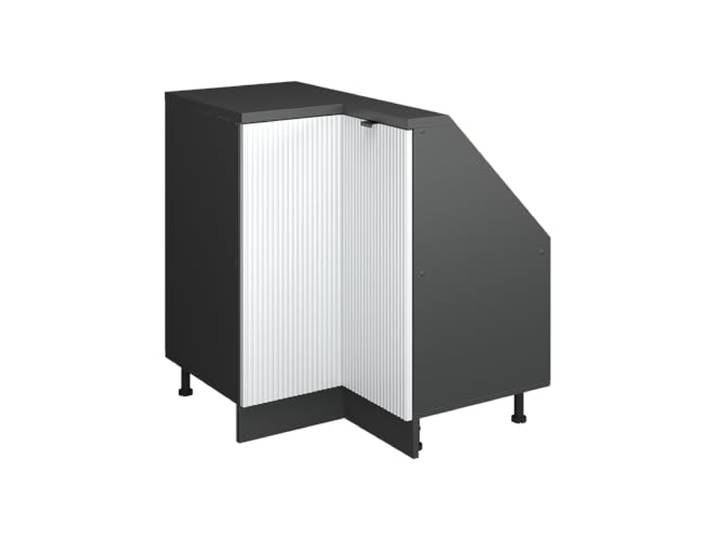 Vicco Eck-Küchenschrank für Dachschrägen R-Line, Weiß Riffel, 75.6 cm Verbindet zwei Dachschrägen · Tiefe 46 cm · Höhenverst. Füße · 1 Tür · 1 Einlegeboden