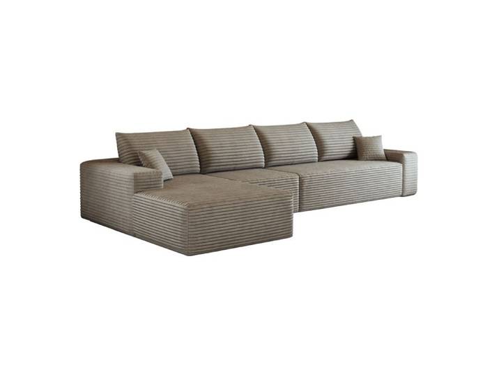 ELVORIN Canapé d'angle modulable réversible 4 places 270 x 175 x 83 cm velours côtelé sans montage compressé camel