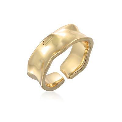 Silberring ELLI "Ring Bandring Offen Struktur für Damen" Gr. 54, gold, Fingerringe, Damen, 54, Messing, Silberring