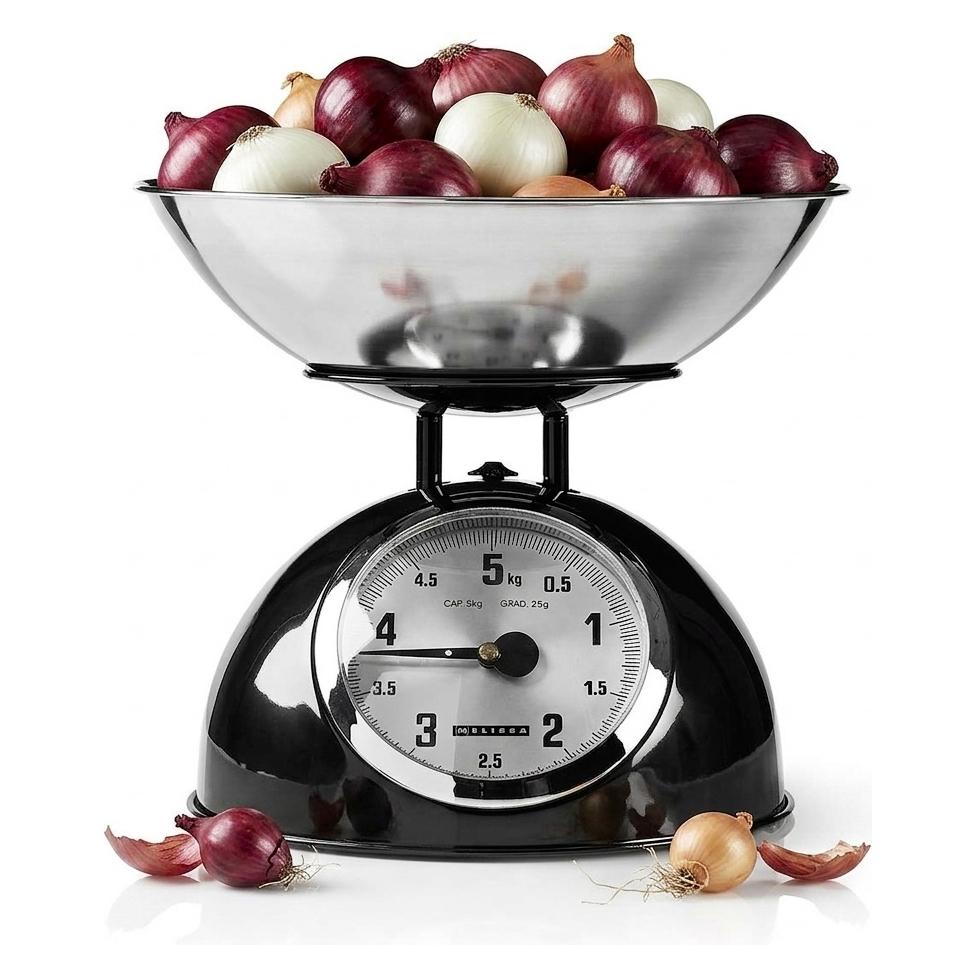 Melissa Retro Küchenwaage, Analog mit Edelstahlschüssel, 5kg Kapazität, 25g Skalierung, Schwarz, Abn (16310238)