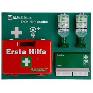 B-Safety Erste-Hilfe-Station Standard No.1, DIN 13157, 180-teilig, mit Erste-Hilfe-Koffer & Augenspülung