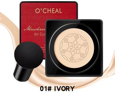Inspired Finds OCHEAL Mushroom Head BB Cream Foundation Smooth Face Makeup Concealer Cushion Compact 01 Ivory Red