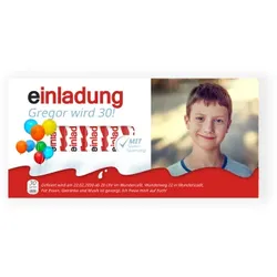 30. Geburtstag Einladungen in Rot im Design "Schokoladentafel - 30" - Musterkarte