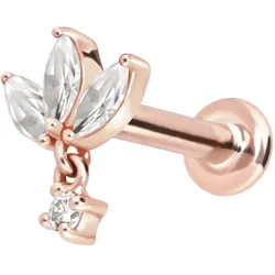 14 Karat Gold Labret mit Innengewinde MOISSANIT-BLUME + MOISSANIT