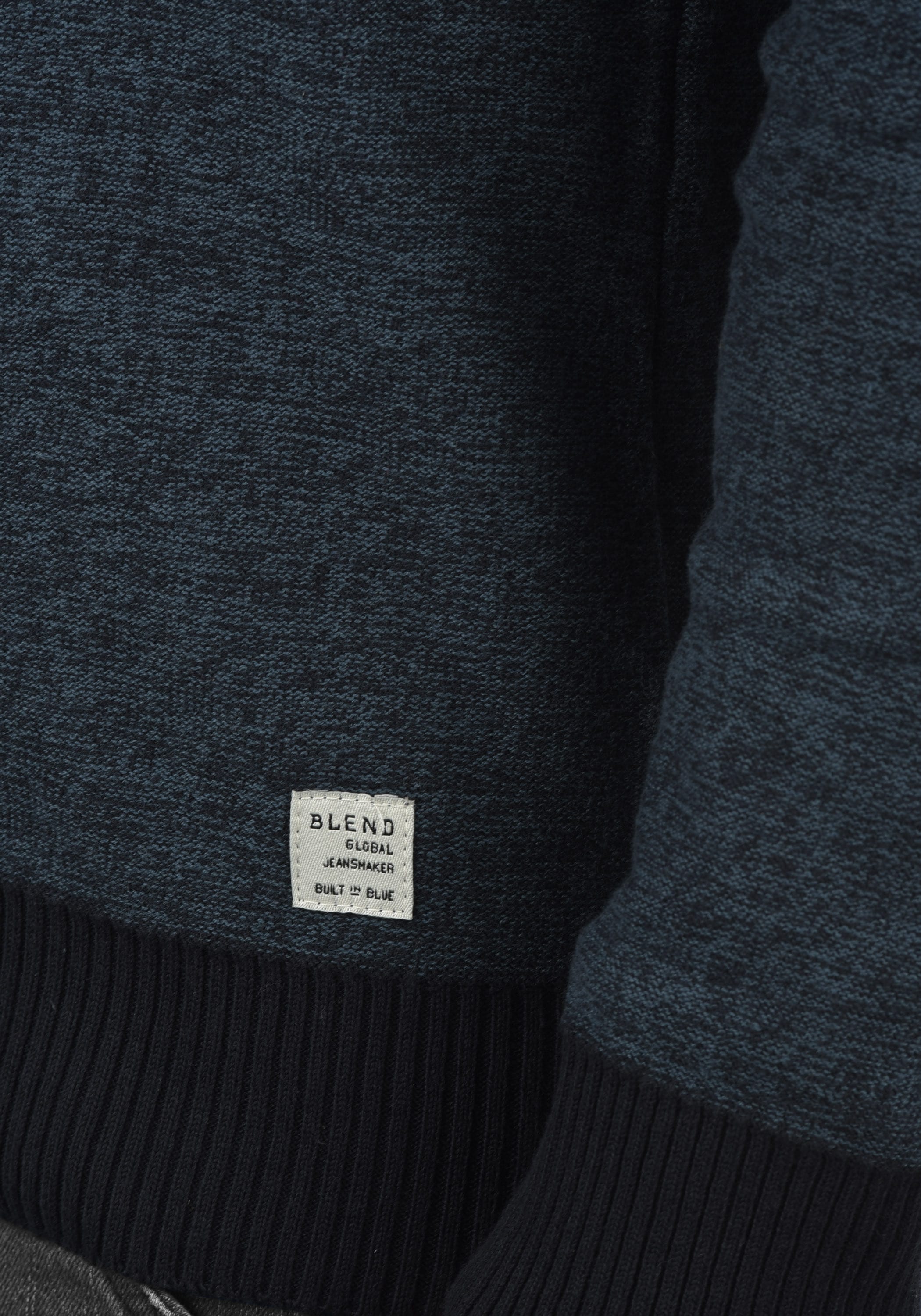 Rundhalspullover BLEND "Rundhalspullover BHNathan", Herren, Gr. L, blau (schwarz navy blau), Obermaterial: 100% Baumwolle CO., Pullover Rundhalspullover