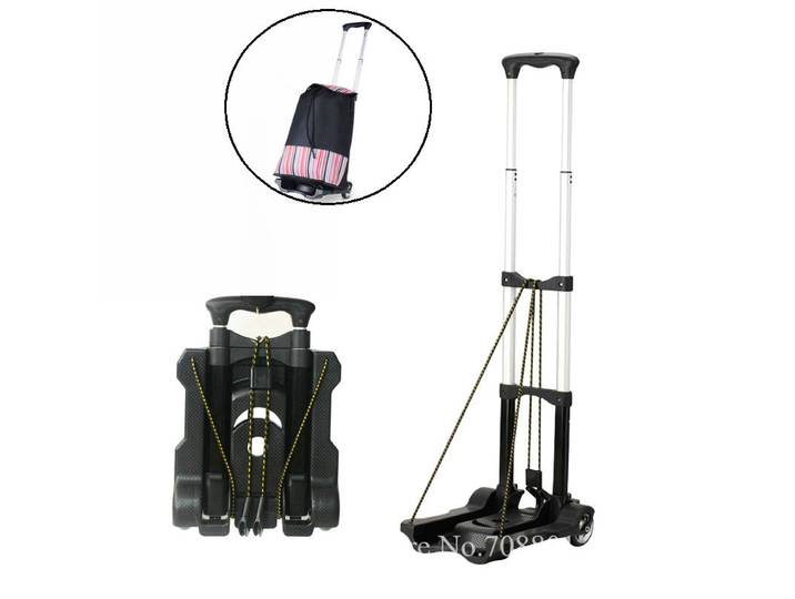 Mini panier de courses à barre de traction en alliage d'aluminium, voiture à bagages Portable pliante, remorque de chariot robuste pour la maison, chariot de petits marchandises